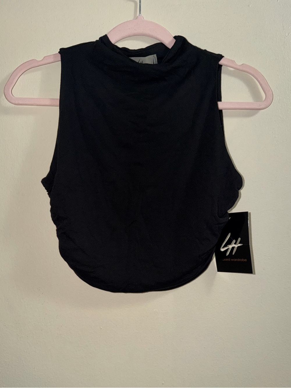 Naked Wardrobe Black Sleeveless Crop Top NWTS